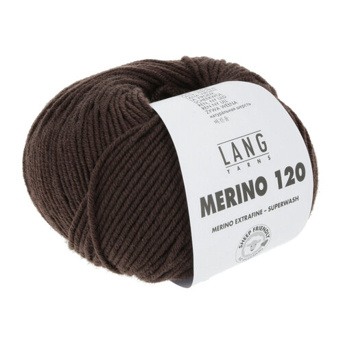 Lang Yarns Lang Yarns Merino 120 50 gram nr 468 Donker Bruin