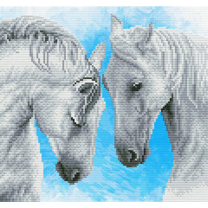 Needleart Voorbedrukt borduurpakket 2 Witte Paarden nc450-042