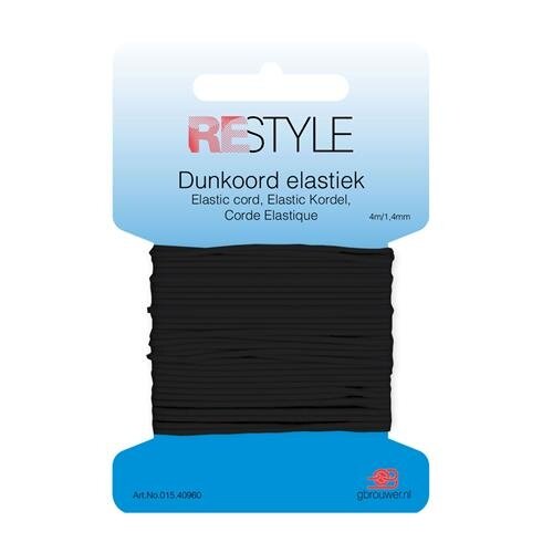 Restyle Dunkoord elastiek zwart 1.4 mm x 4 meter