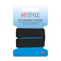 Knoopsgaten elastiek Zwart 18 mm x 1 meter