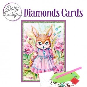 Dotty Designs   Diamond Painting Kaart Rabbit In Dress