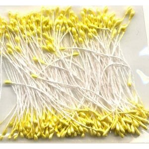 Hobby & Crafting Fun Meeldraadjes parel citroengeel 1 mm 144 stuks