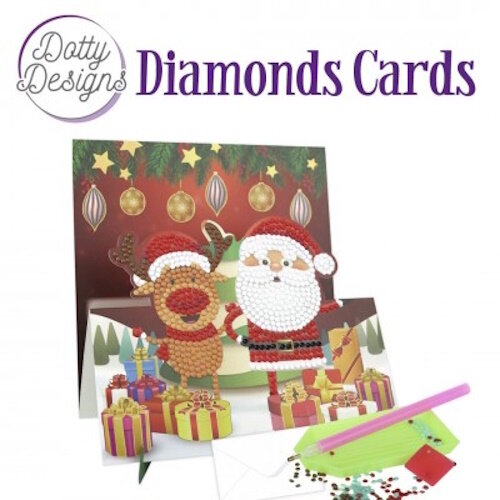 Dotty Designs   Diamond Painting Kaart Santa With Deer