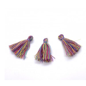 Hobby & Crafting Fun Draad Kwastje Tassel 30 mm 3 stuks regenboog kleuren