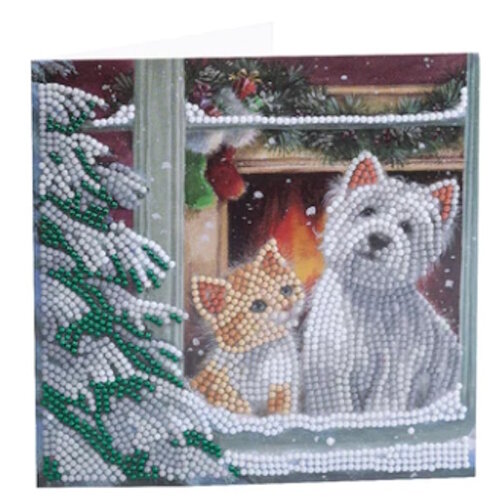 Crystal Art Diamond Painting Kerstkaart By the Window 18 x 18 cm