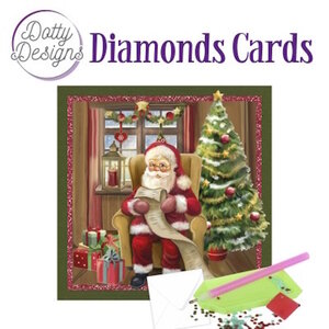 Dotty Designs   Diamond Painting Kaart Santa Claus With A Wish List