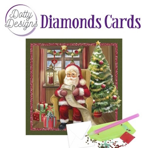 Dotty Designs   Diamond Painting Kaart Santa Claus With A Wish List