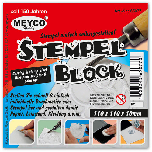 Meyco Stempelblok voor lino snijwerk 110 x 110 x 10 mm