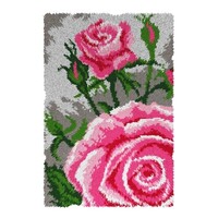 Voorbedrukt smyrna knoopkleed Roze Rozen 50x74,5 cm