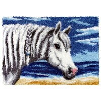 Voorbedrukt smyrna knoopkleed Wit Paard 50 x 74,5 cm