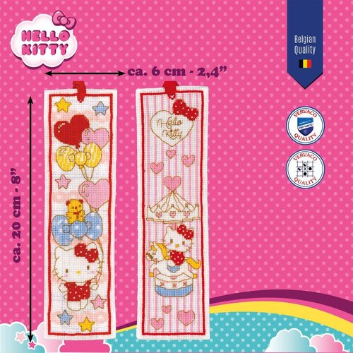 Vervaco Vervaco Bladwijzers Hello Kitty Doodle Hearts 2 stuks