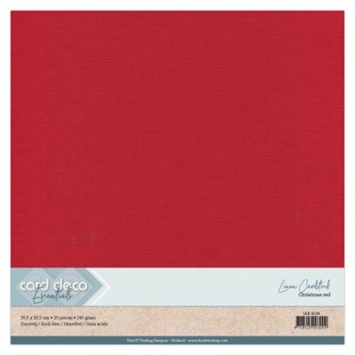 Card Deco Scrap Kerstrood Linnenkarton 30.5 x 30.5 cm 10 vel 240 gram