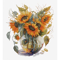 Luca S Borduurpakket Vaas met Zonnebloemen B7025  24 x 27 cm