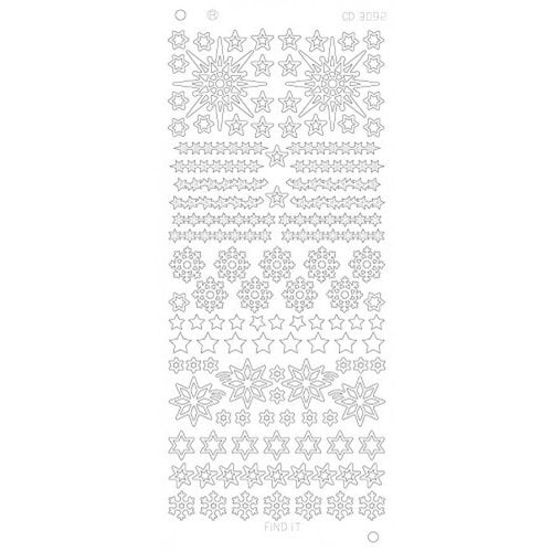 Stickervel Various Stars Snowflake Platinum Zilver