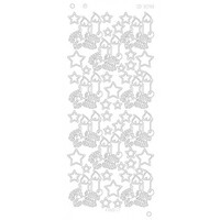 Stickervel Kerstkaarsjes zilver