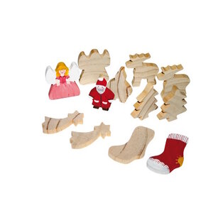 Eduplay 12 houten Kerstfiguurtjes  6 x 5 x 0.8 cm