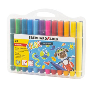 Eberhard Faber Viltstiften Eberhard Faber Jumbo 2mm 24 kleuren in kunststof etui