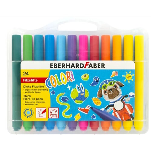 Viltstiften Eberhard Faber Jumbo 2mm 24 kleuren in kunststof etui