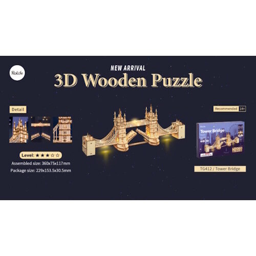 Robotime Robotime 3D Houten Puzzel Tower Bridge incl. verlichting