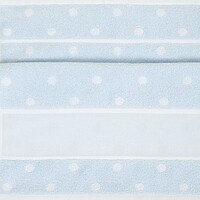Badhanddoek Licht Blauw met Witte stippen en Borduurrand 50 x 100 cm