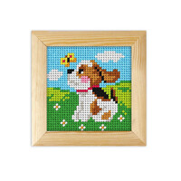 Voorbedrukt borduurpakket Hondje met halve kruisjes 11 x 11 cm