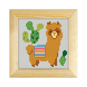 Orchidea Borduurpakket Alpaca 11 x 11 cm met houten lijstje