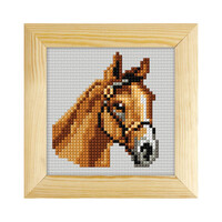 Borduurpakket Paard 11 x 11 cm met houten lijstje