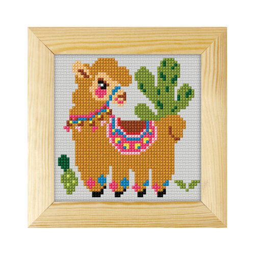 Orchidea Borduurpakket alpaca  11 x 11 cm met houten lijstje  7735