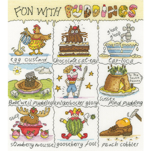 Bothy Threads Bothy Threads Borduurpakket Fun With Puddings 26 x 29 cm