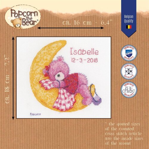 Vervaco Geboortetegel Popcorn Brie sleeping on moon 0163777