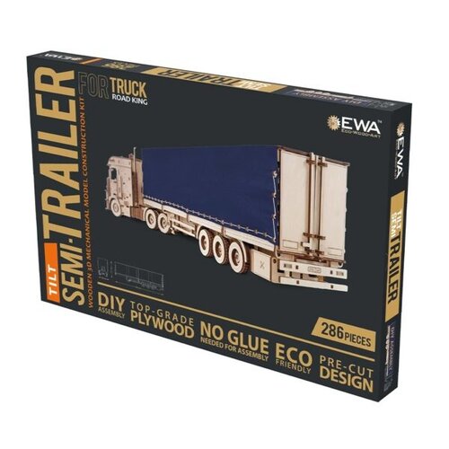 Eco Wood Art 3D Houten Puzzel Tilt Semitrailer for Truck Road King