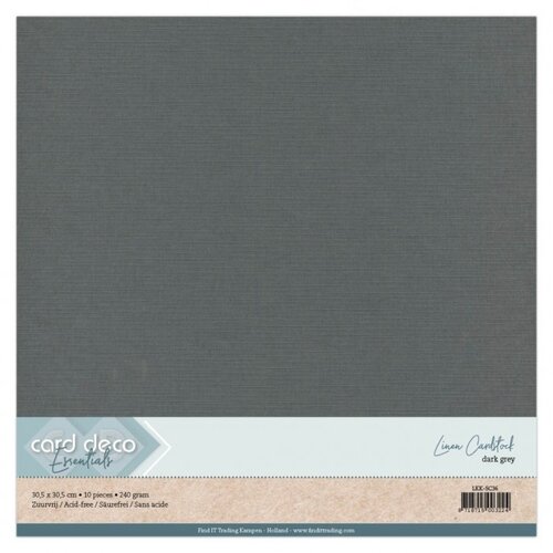 Card Deco Linnenkarton Cardstock Donkergrijs 30.5 x 30.5 cm