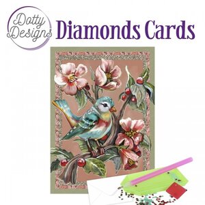 Dotty Designs   Diamond Painting Kaart Blue Bird And Berries