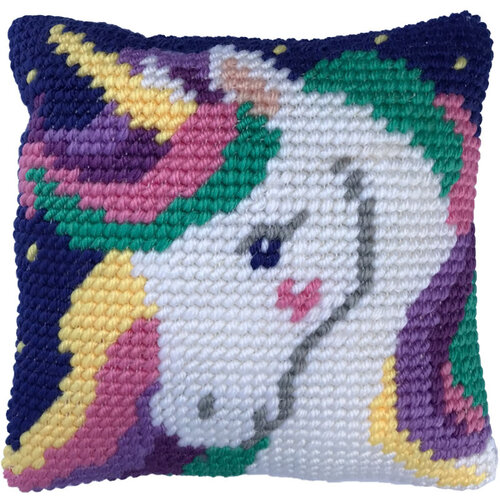 Needleart Borduurpakket Kussen Voorbedrukt Star Light Unicorn 25 x 25 cm