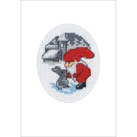 Permin Kerst Borduurkaart Rabbit and Elf 17-9283 ca. 9 x 13 cm