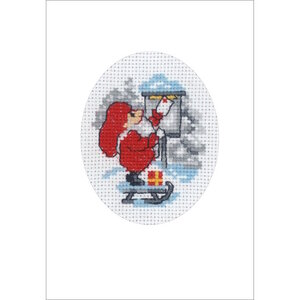 Permin Permin Kerst Borduurkaart Elf naar de Brievenbus  ca. 9 x 13 cm 17-9286