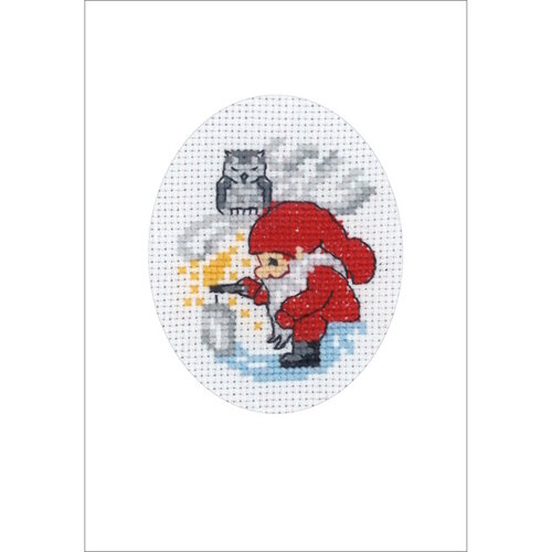 Permin Permin Kerst Borduurkaart Elf lightning  ca. 9 x 13 cm 17-9287