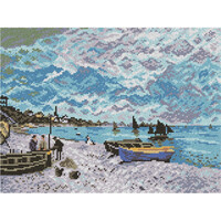 Voorbedrukt Stramien Bootjes op het Strand 30 x 40 cm zonder garen
