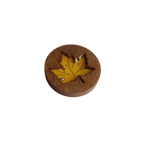Wizardi Houten Naaldenmagneet maple Leaf 30 mm