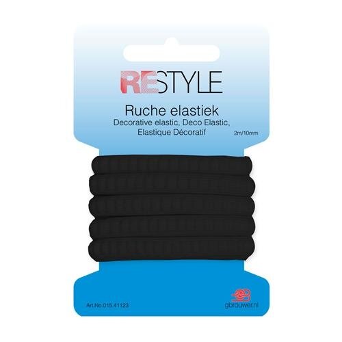 Restyle ReStyle Ruche Elastiek Zwart 10 mm x 2 meter