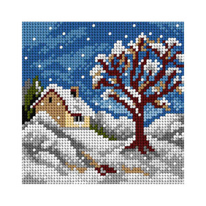 Orchidea Voorbedrukt Stramien Huisje in de Winter zonder Garen 15 x 15 cm Orchidea Voorbedrukt Stramien Huisje in de Winter zonder Garen 15 x 15 cm