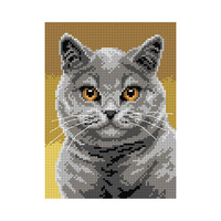 Voorbedrukt Stramien Grijze Kat 18 x 24 cm zonder garen