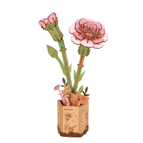 Robotime Robotime 3D Houten Bloemen Roze Anjer 12 x 7 x 29 cm