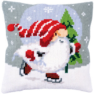 Vervaco Vervaco Borduurkussen Kerstkabouter op het ijs 40 x 40 cm  PN-0188660