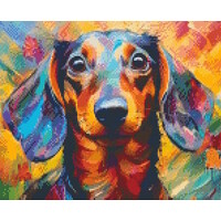 Pixelhobby Patroon 5741 Geschilderde Teckel met 9 basisplaten