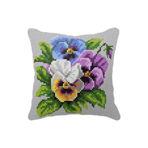 Orchidea Orchidea Borduurpakket Kussen Viooltjes 40 x 40 cm