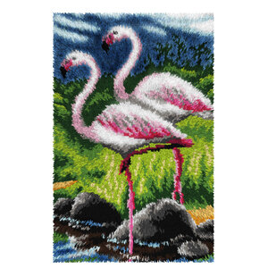 Orchidea Voorbedrukt smyrna knoopkleed Roze Flamingos 50 x 74.5 cm