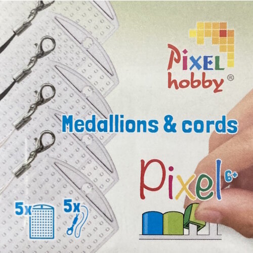 PixelHobby Pixelhobby medaillon set 5 stuks transparant met koord