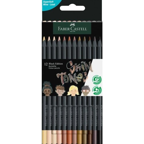 Faber Castell Kleurpotlood Faber-Castell Black Edition 12 stuks huidskleurtinten