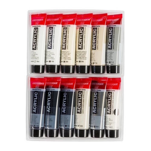 Amsterdam Amsterdam Acrylverf Grijze set 12 × 20 ml